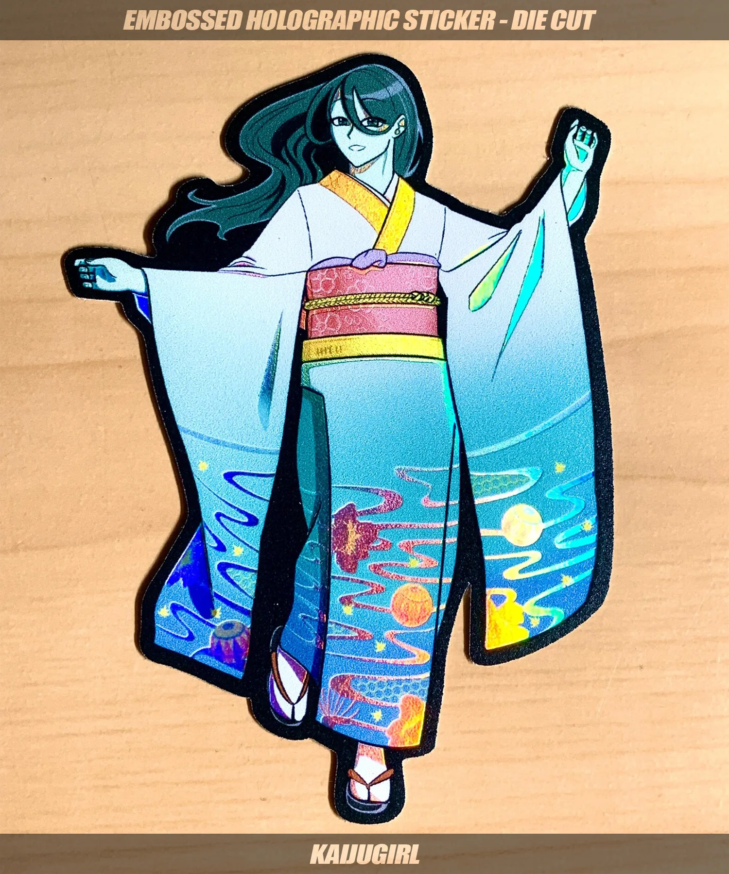 embossed holographic sticker